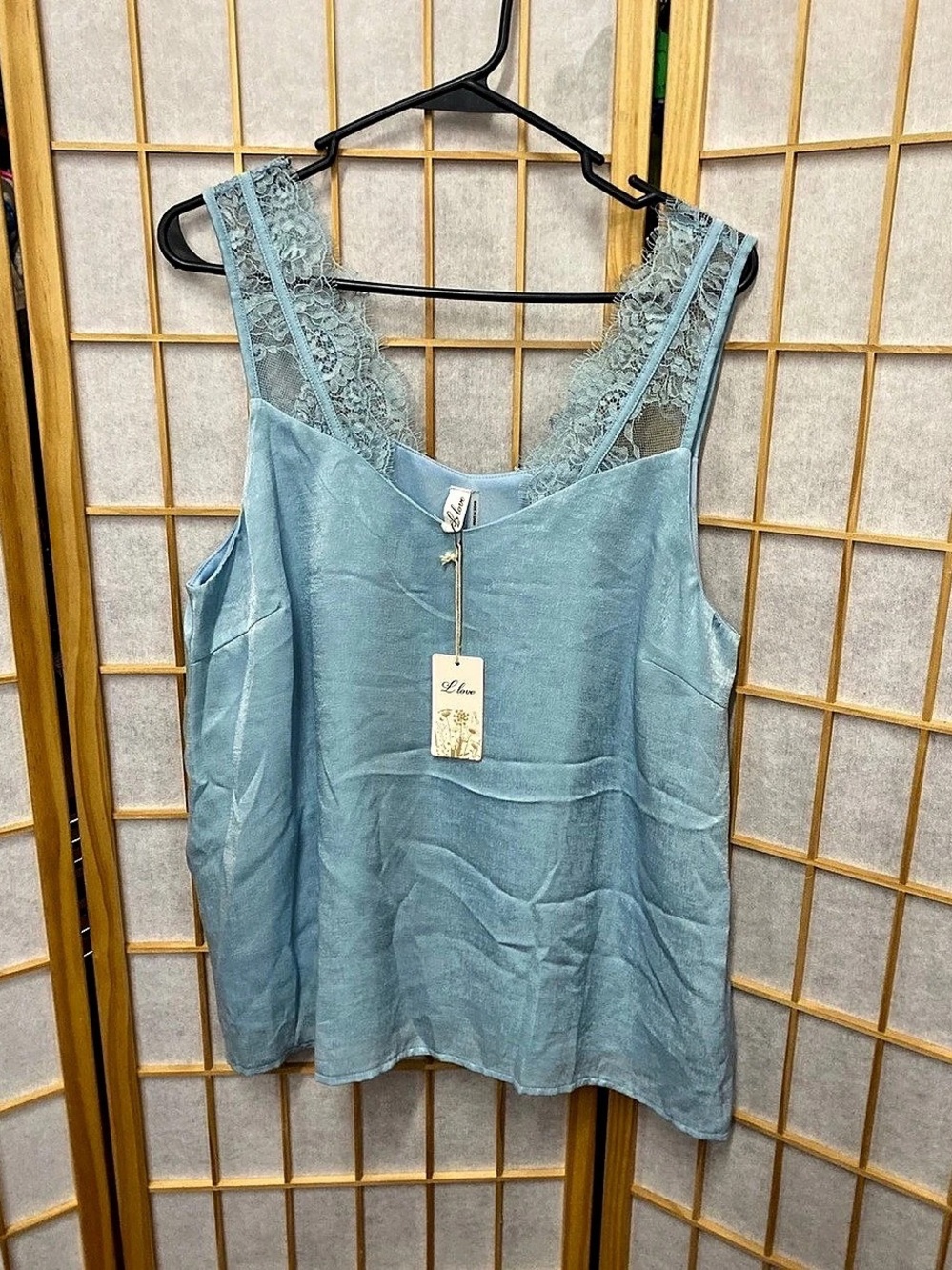 Lace Strap Camisole Blue Size XL